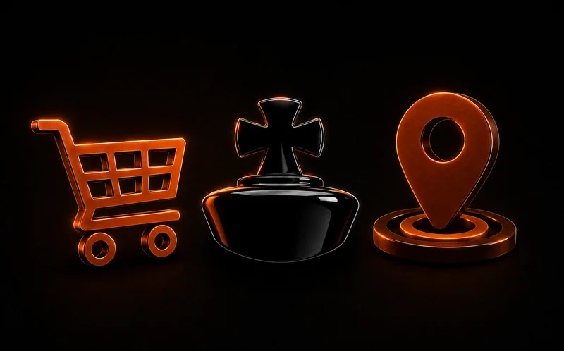 PolishMaster shopping map — cart, brand mark, and location pin for regional product guidance